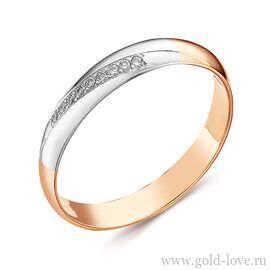 Обручальное кольцо с 9 Бриллиантами / Ø–1,10 / 0,05 карат–Кр57 ;   Вес : 2,00 гр.; красное золото 585°; арт.: 1-329