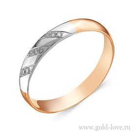 Обручальное кольцо с 9 Бриллиантами / Ø–1,10 / 0,05 карат–Кр57 ;  Вес : 2,00 гр.; красное золото 585°; арт.: 1-339