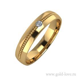 ​Обручальное кольцо с 1 Бриллиантом / Ø–2,25 / 0,05 Ct / Кр–57 ; Вес : 3,50 гр.; Красное золото 585°, 1-461