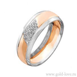 Обручальное кольцо с 18 Бриллиантами / Ø–1,00 / 0,09 карат–Кр17 ; Вес : 3,20 гр.; красное + белое золото 585°;  Арт.: 201-150 ​