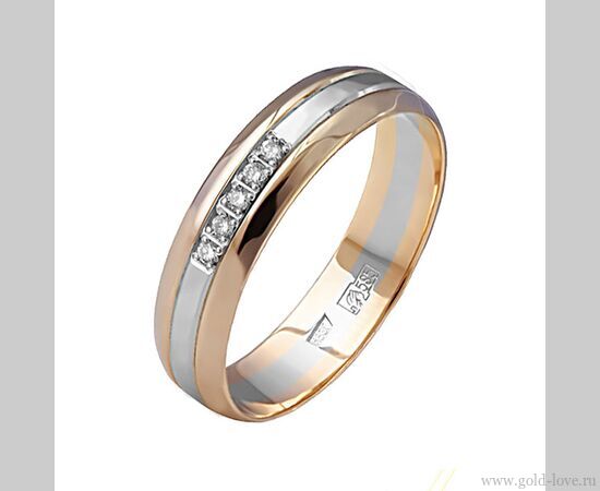 Обручальное кольцо с 5 Бриллиантами / Ø–1,20 / 0,035 карат–Кр57 ; Вес : 2,90 гр.; красное + белое золото 585°;  Арт.: 001-150